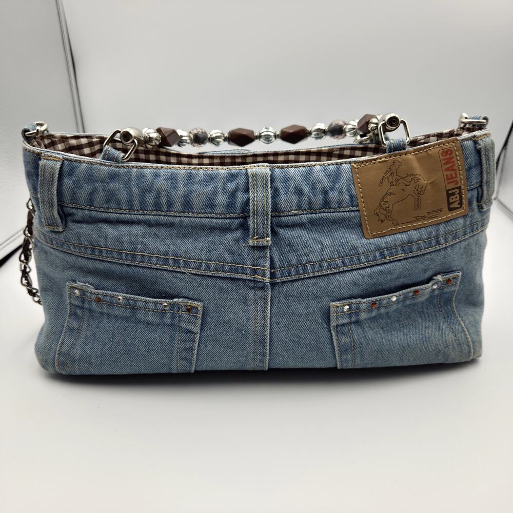 Vintage booty handbag Jean Denim Purse Beaded Horse equestrian y2k - Picture 2 of 6